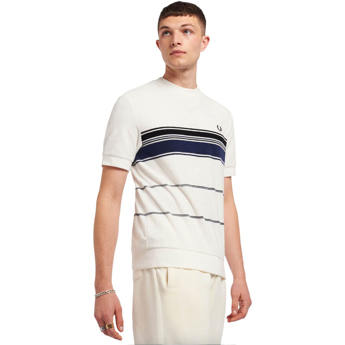 Fred Perry T-Shirts STRIPED TOWELLING T-SHIRT