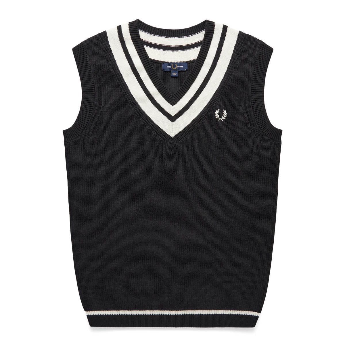 Fred Perry Knitwear STRIPED TRIM V-NECK TANK