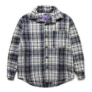 HEAVY FLANNEL OVERSHIRT NAVY/WHITE | Bodega