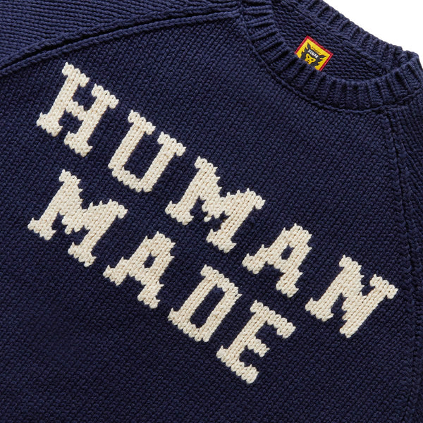 BEAR RAGLAN KNIT SWEATER NAVY | Bodega