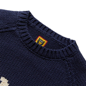 cotton zipped jackets | BEAR RAGLAN KNIT SWEATER NAVY | GmarShops