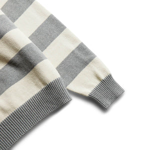 STRIPED HEART KNIT SWEATER GREY | Bodega