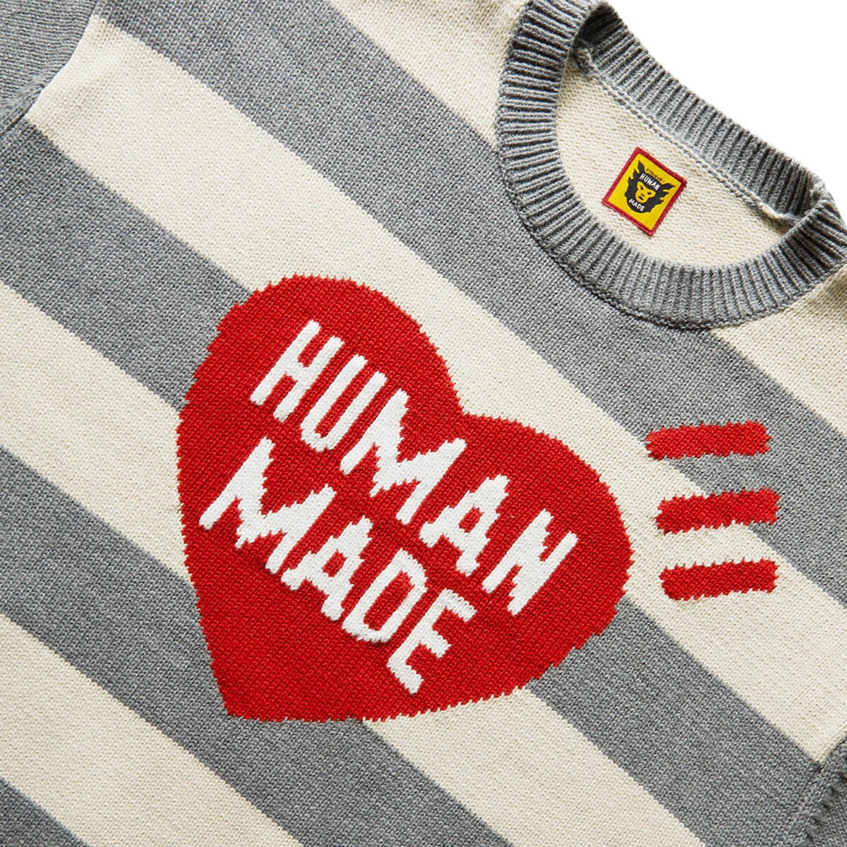 STRIPED HEART KNIT SWEATER