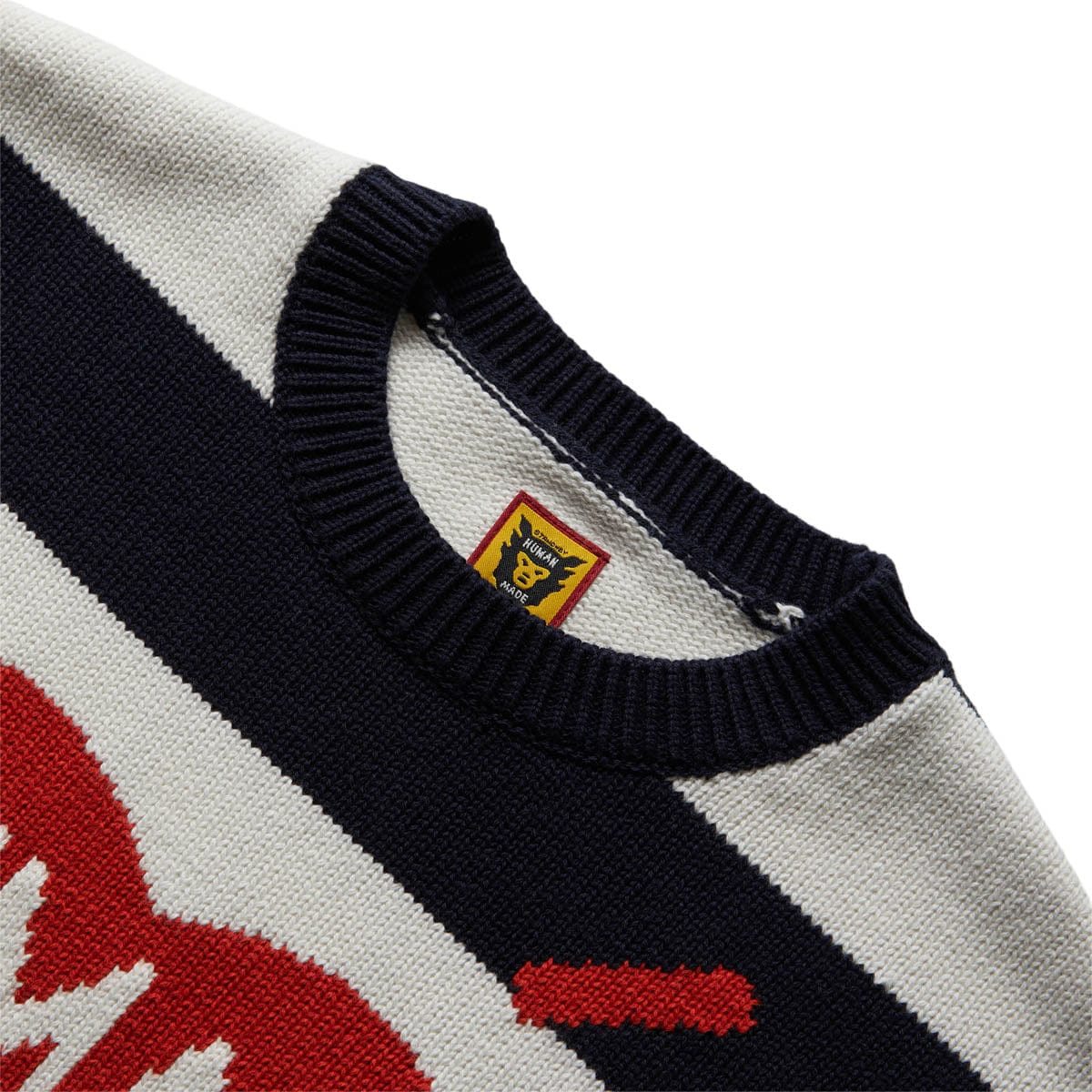 GmarShops | STRIPED HEART KNIT SWEATER NAVY | brown cotton long