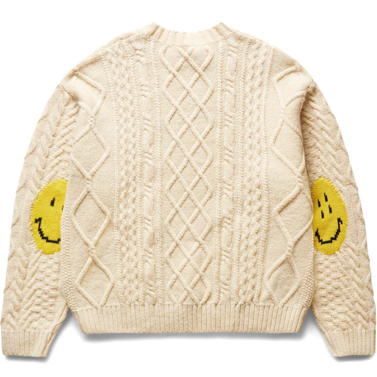 Kapital Knitwear 5G WOOL CABLE KNIT HAPPY PATCH CREW SWEATER