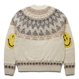 Kapital Knitwear 5G WOOL NORDIC SMILIE PATCH RAGLAN SWEATER
