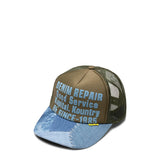 Kapital Headwear DARK GREEN / O/S DENIM REPAIR SERVICE DENIM-RECONSTRUCT TRUCKER CAP