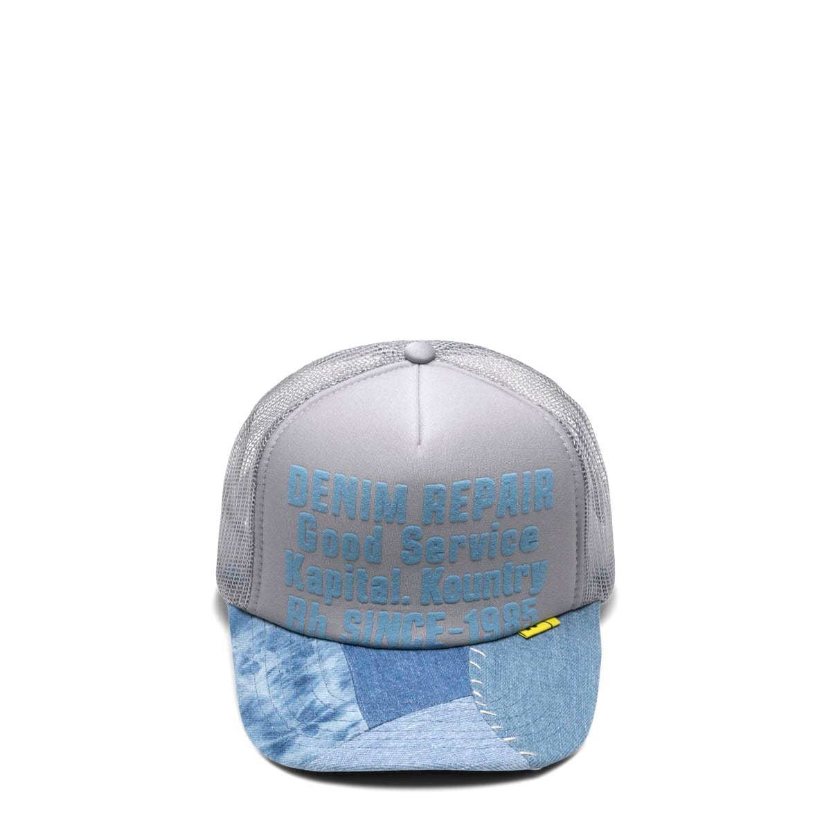 Kapital Headwear GRAY / O/S DENIM REPAIR SERVICE DENIM-RECONSTRUCT TRUCKER CAP