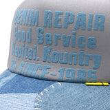 Kapital Headwear GRAY / O/S DENIM REPAIR SERVICE DENIM-RECONSTRUCT TRUCKER CAP