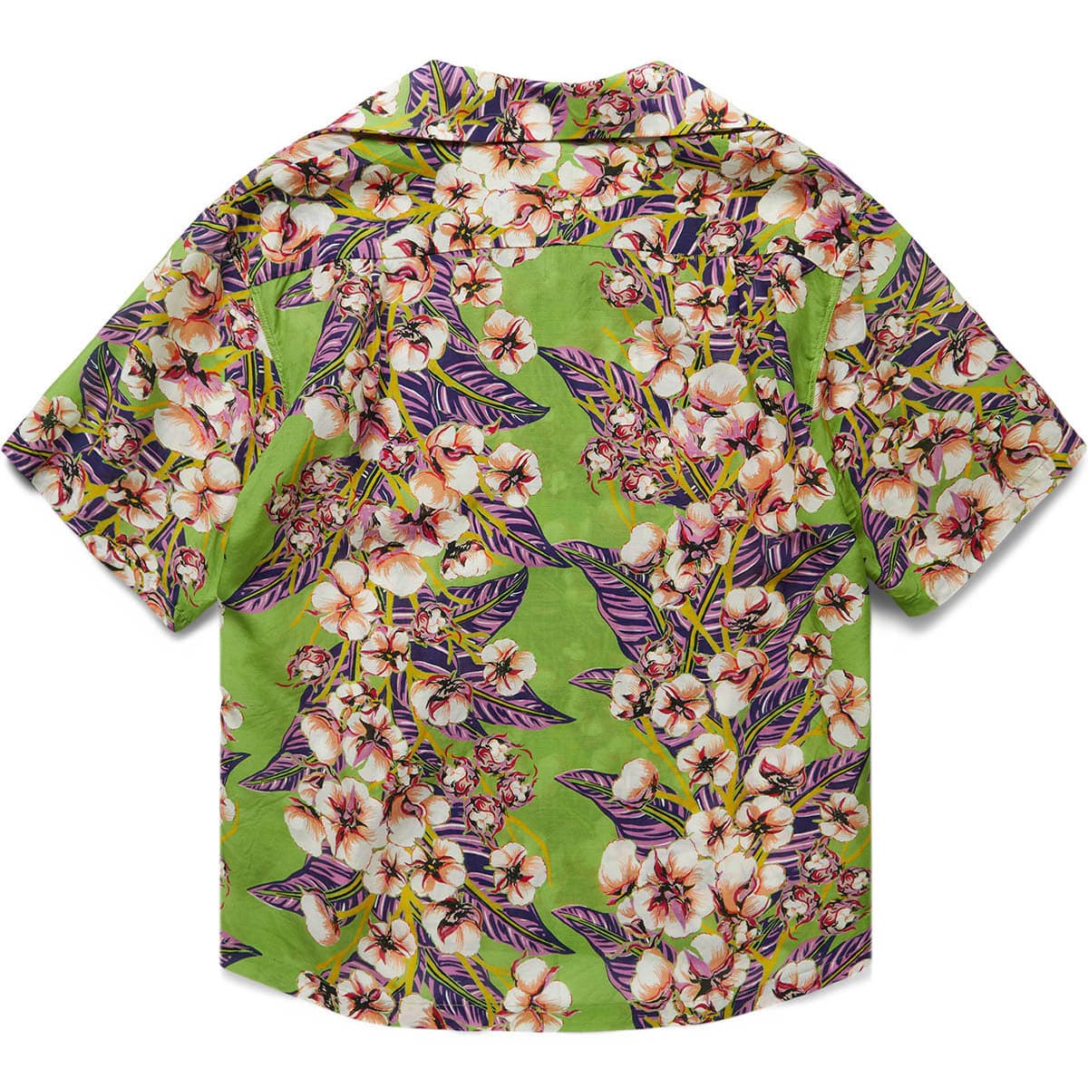 SILK RAYON COTTON-FLOWER WRANGLE COLLAR ALOHA SHIRT