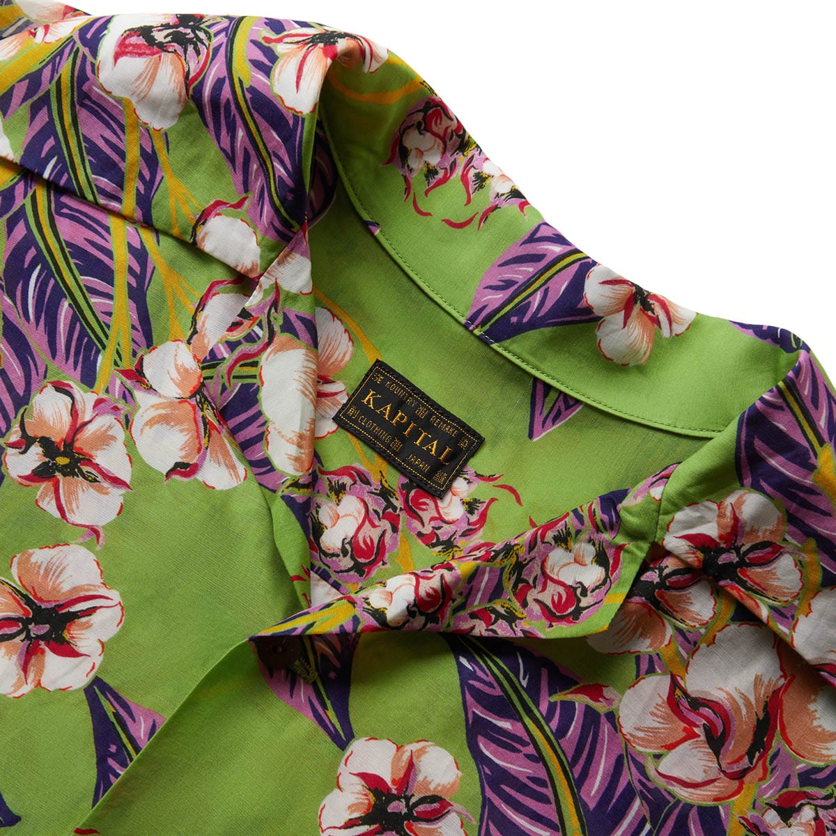 SILK RAYON COTTON-FLOWER WRANGLE COLLAR ALOHA SHIRT