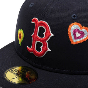 Boston Red Sox MLB Team Heart Navy 59FIFTY Fitted Cap