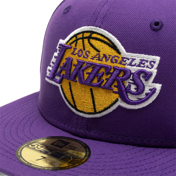 New Era LA LAKERS 59Fifty 5950 Purple Gold Fitted Hat Cap 7 1/4 NBA