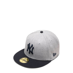 New Era Flat Brim 59FIFTY Side Patch New York Yankees Navy Blue and Grey Fitted Cap