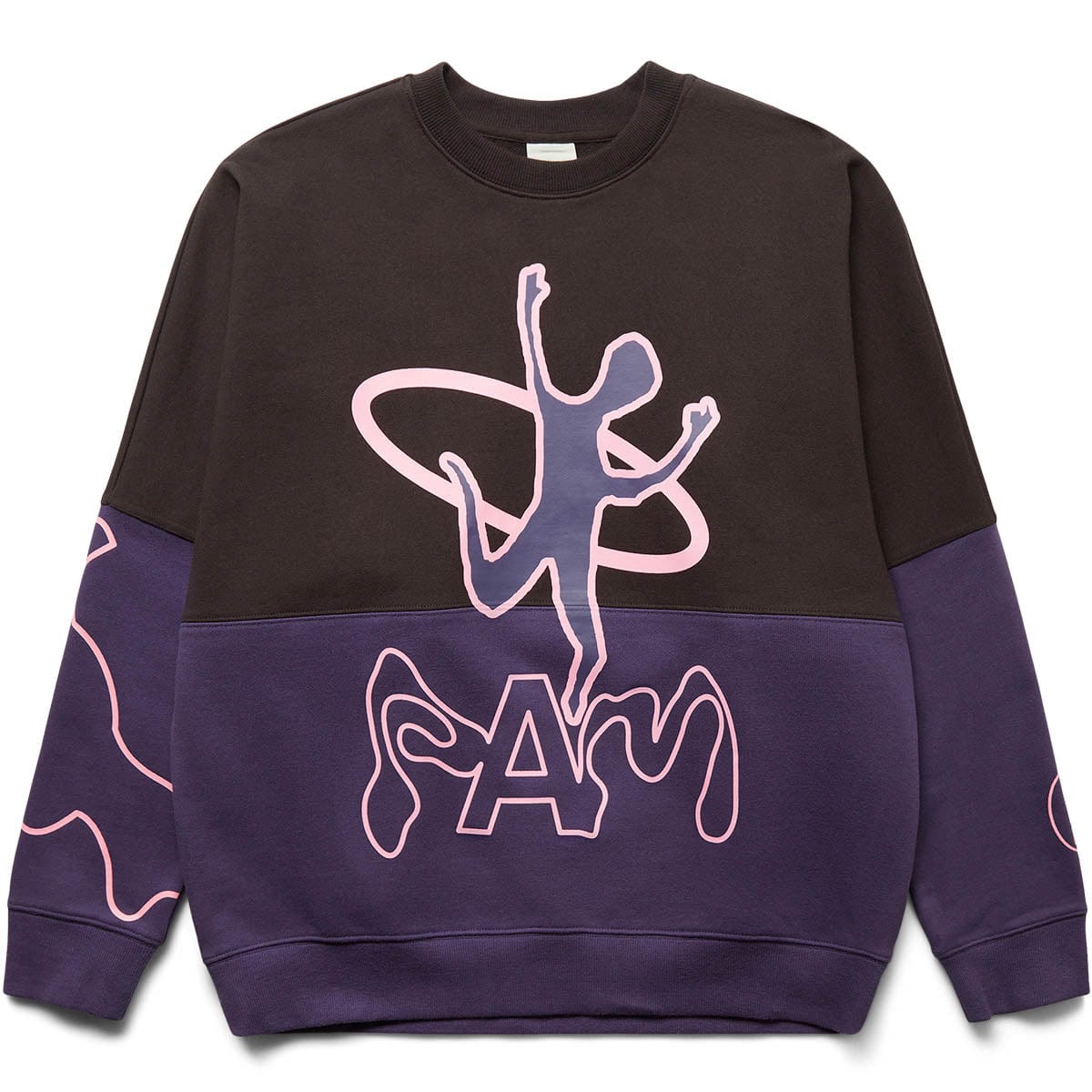 DISC MAN HALF PANEL CREW NECK SWEAT JAVA WISTERIA | Bodega