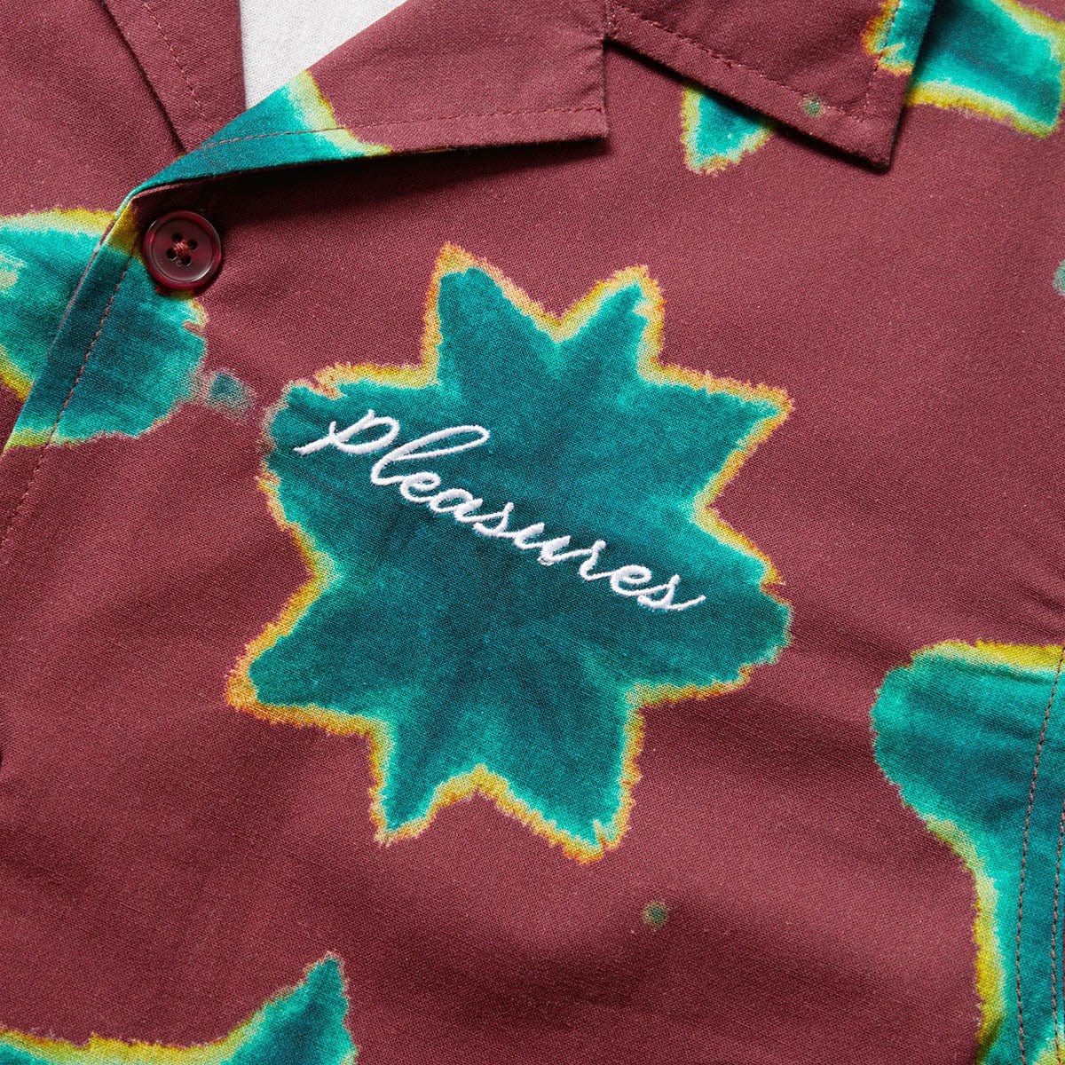 Pleasures SULFUR SS BUTTON DOWN RED 