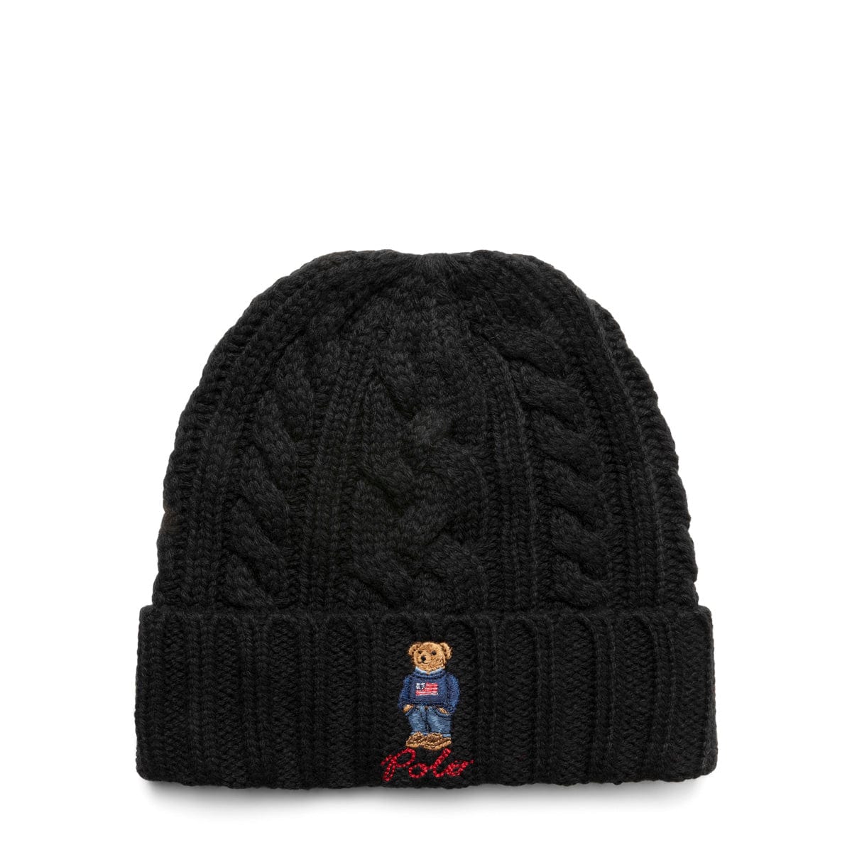 Polo Ralph Lauren Headwear POLO BLACK / O/S RECYCLED CABLE BEAR BEANIE