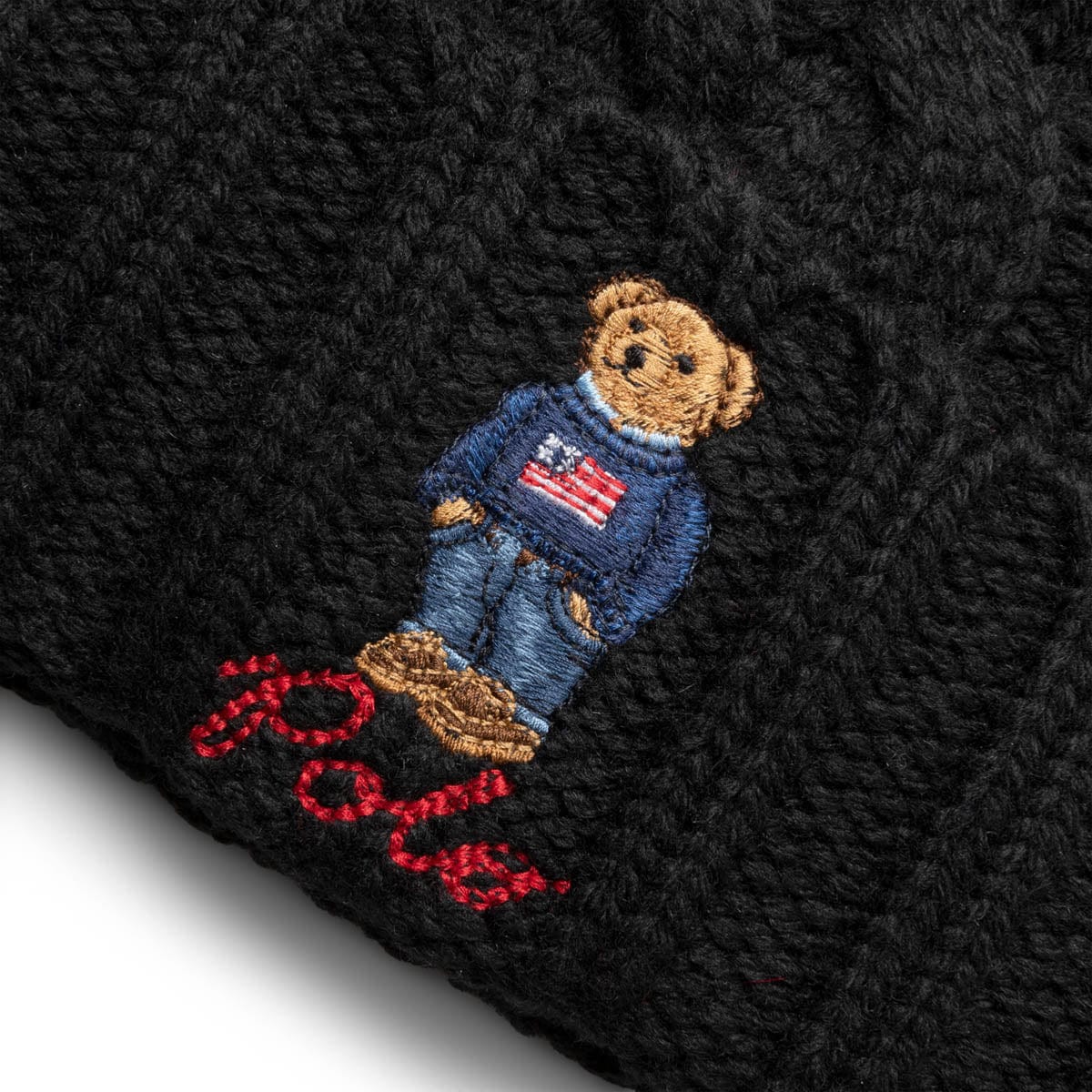 Polo Ralph Lauren Headwear POLO BLACK / O/S RECYCLED CABLE BEAR BEANIE