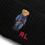 Load image into Gallery viewer, Polo Ralph Lauren Headwear POLO BLACK / O/S SOLID DENIM BEAR BEANIE

