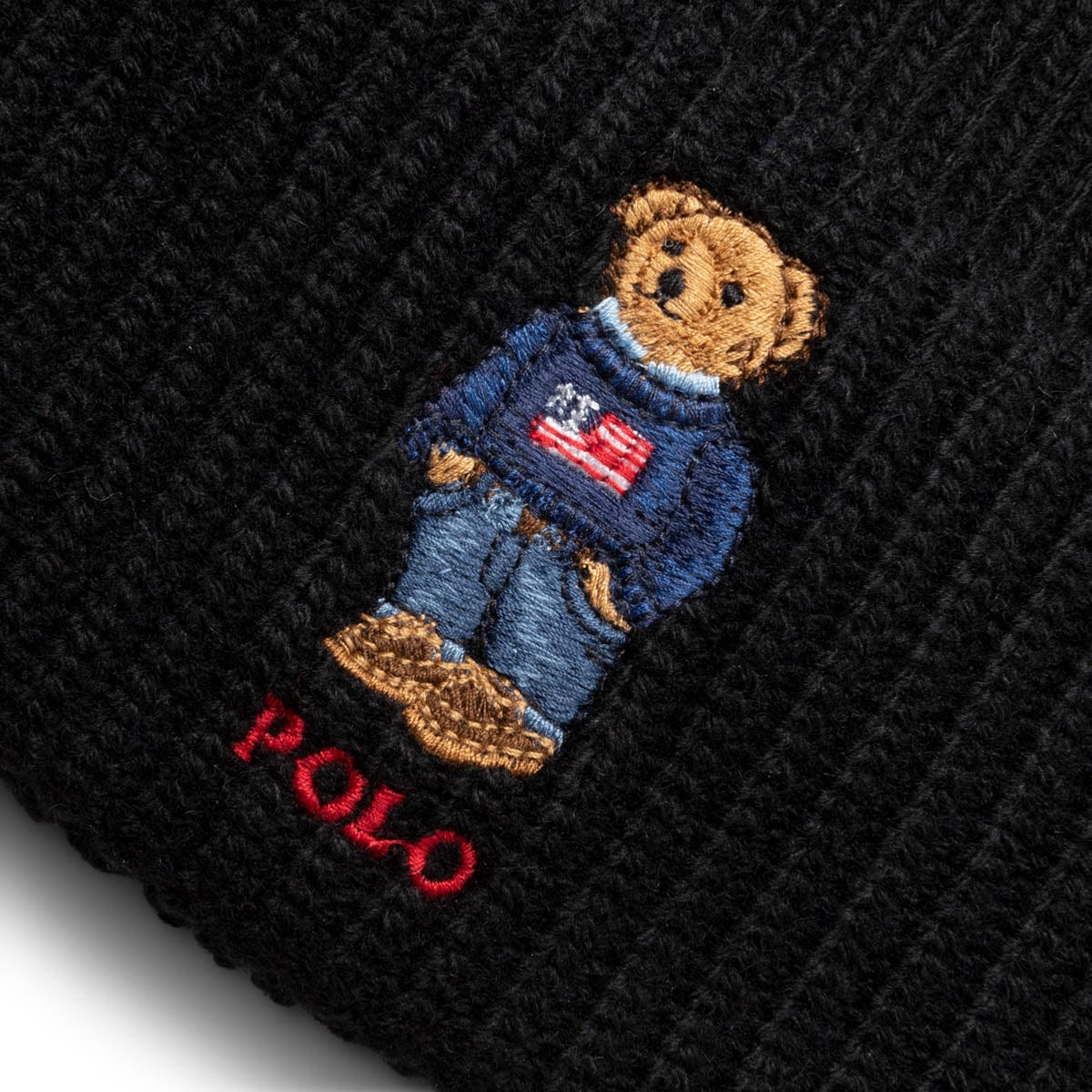 Polo Ralph Lauren Headwear POLO BLACK / O/S SOLID FLAG BEAR BEANIE