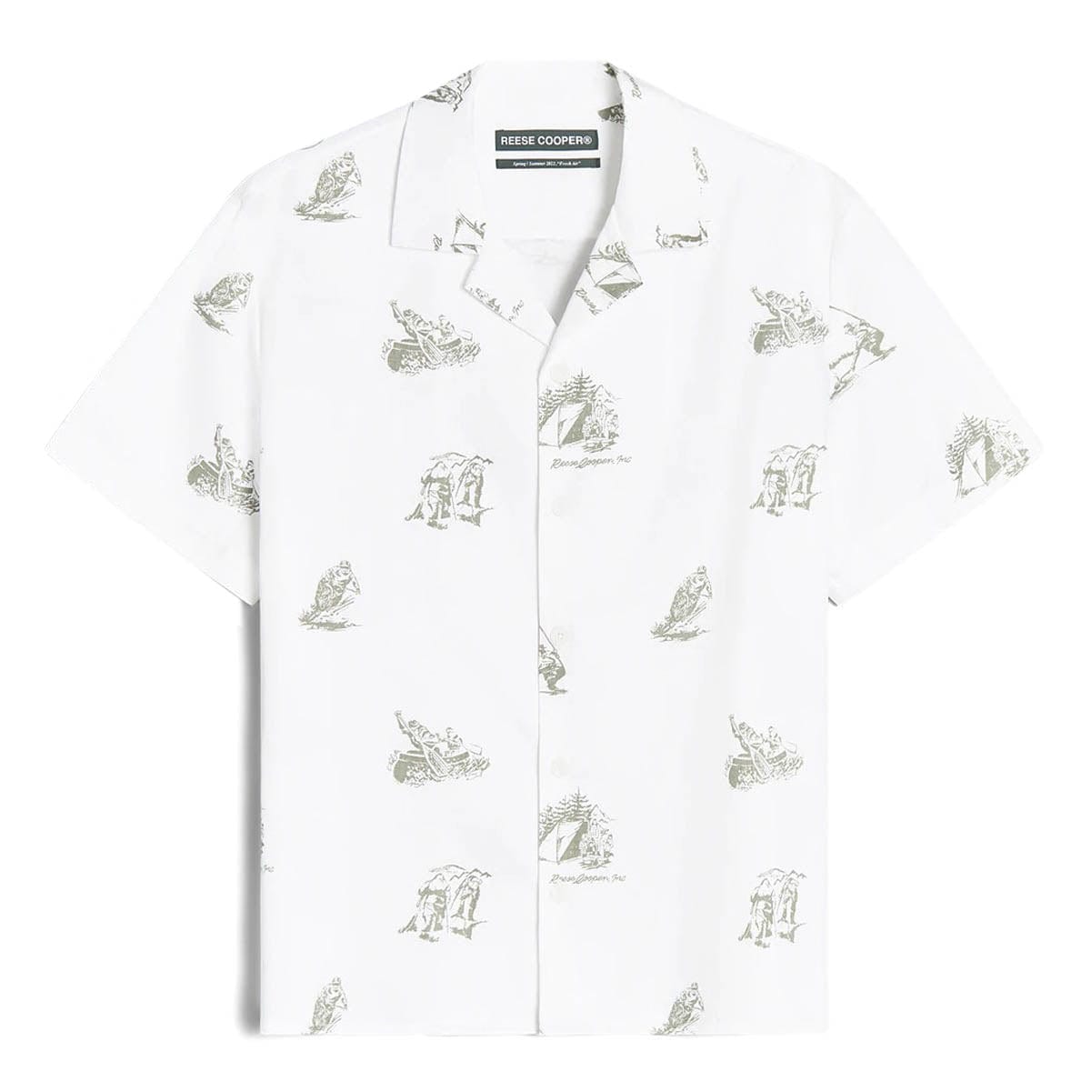 Reese Cooper Shirts CAMPING PRINT SHORT SLEEVE BUTTON DOWN SHIRT