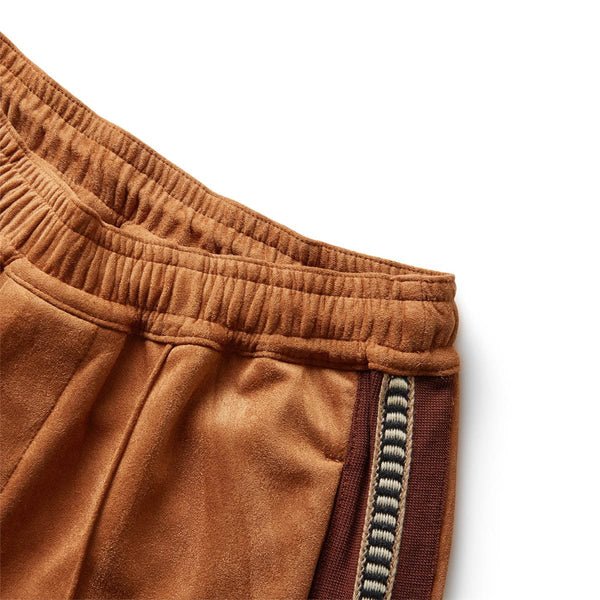 FAUX SUEDE FLARE SILHOUETTE TRACK PANTS CAMEL | Bodega