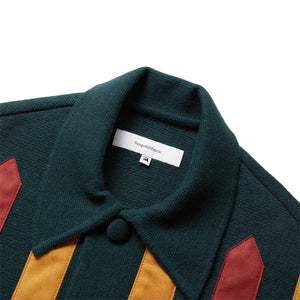 FAUX SUEDE SUEDE RASTA KNIT CARDIGAN DARK GREEN | Bodega