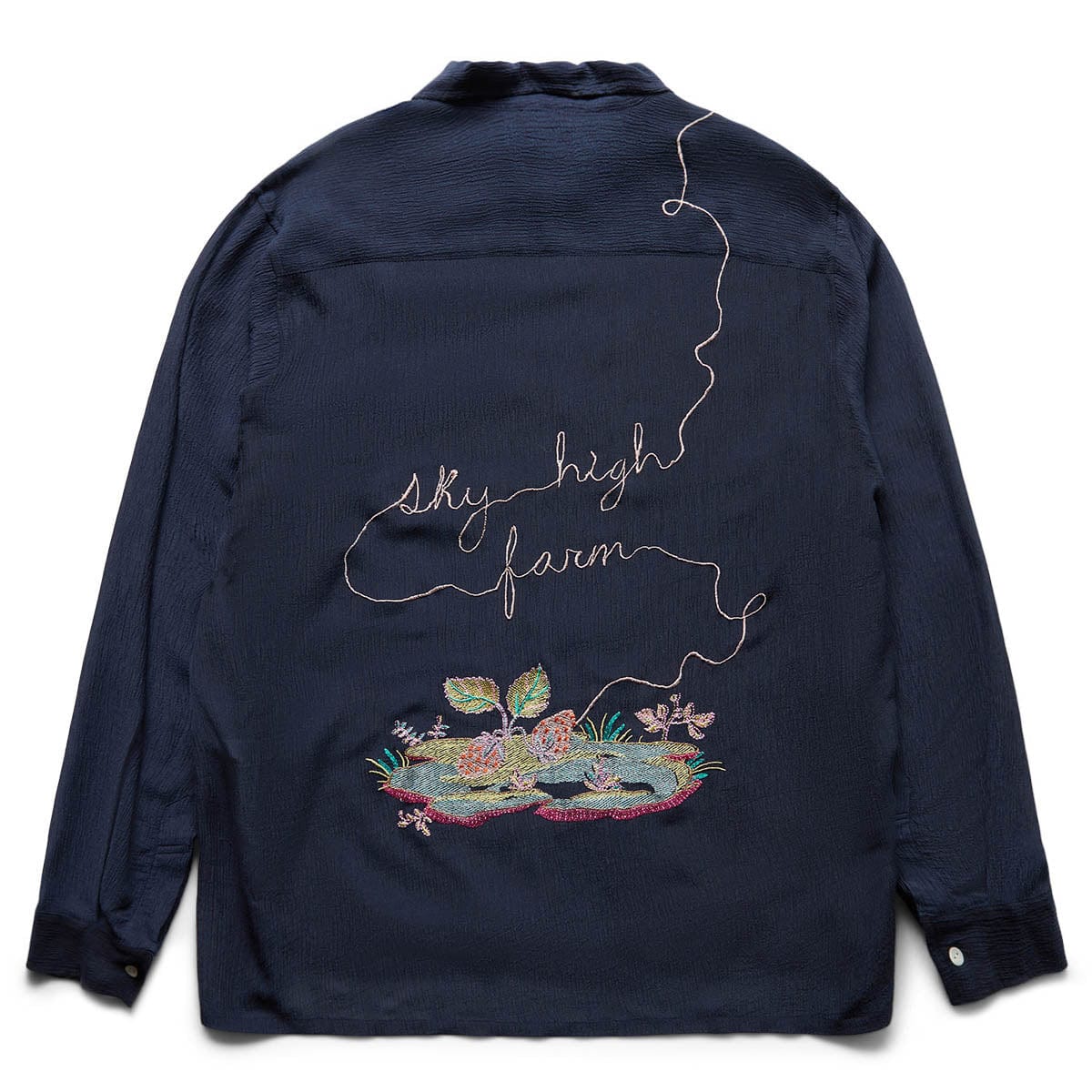 Sky High Farm Workwear STRAWBERRY EMBROIDERED WOVEN SHIRT NAVY