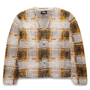 HAIRY PLAID CARDIGAN GOLD | Bodega