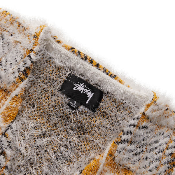 HAIRY PLAID CARDIGAN GOLD | Bodega