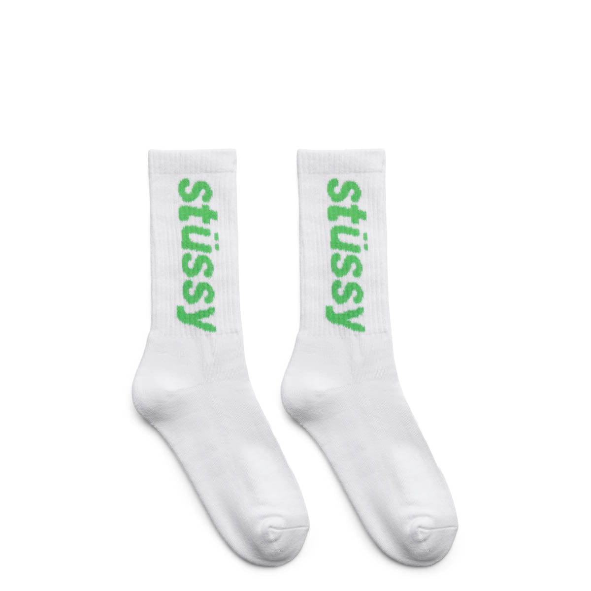 Stüssy Socks WHITE/KELLY / O/S HELVETICA CREW SOCKS