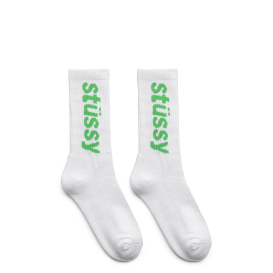 Stüssy Socks WHITE/KELLY / O/S HELVETICA CREW SOCKS