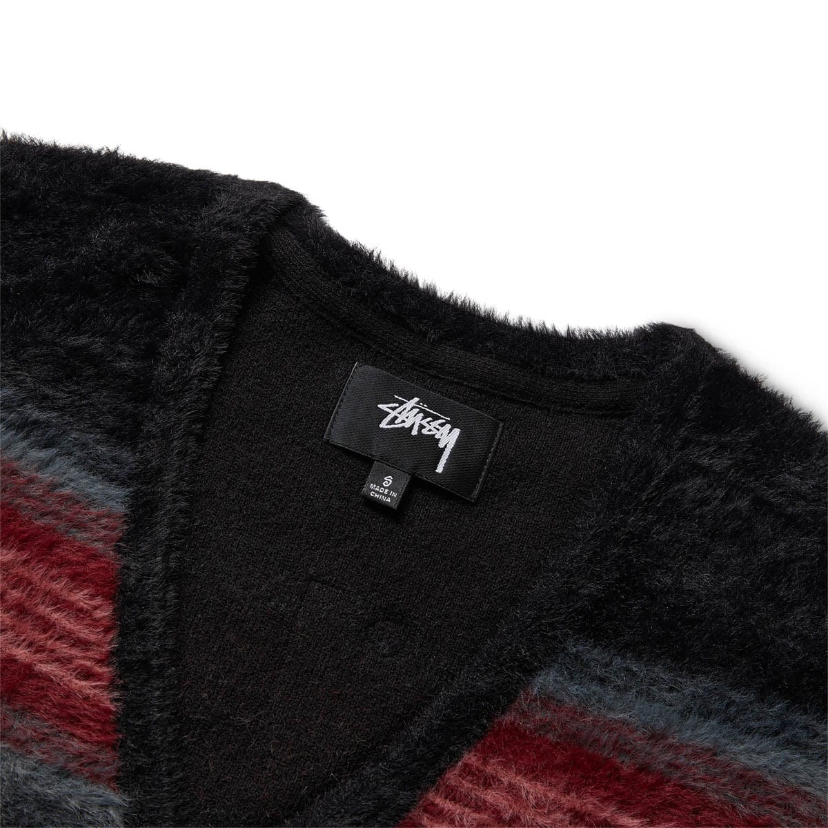 STRIPE SHAGGY CARDIGAN BLACK | Bodega