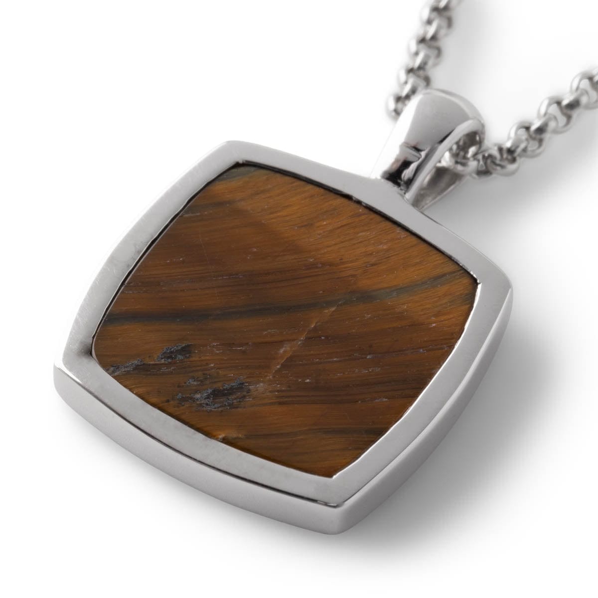 Tom Wood Jewelry 925 STERLING SILVER / O/S CUSHION PENDANT TIGER EYE