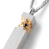 Tom Wood Jewelry 925 STERLING SILVER/14K GOLD / 20.5 IN. MINED CUBE PENDANT BLACK DIAMOND