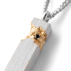 Tom Wood Mined Pendant Black Diamond necklace - Silver