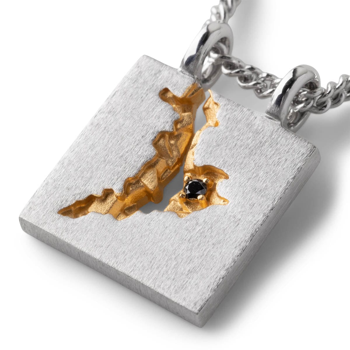 MINED PENDANT BLACK DIAMOND 925 STERLING SILVER/14K GOLD | Bodega