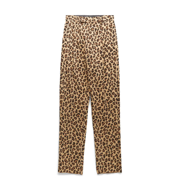 STRAIGHT COTTON PANTS | LEOPARD PLEATED Fleece TROUSERS BEIGE