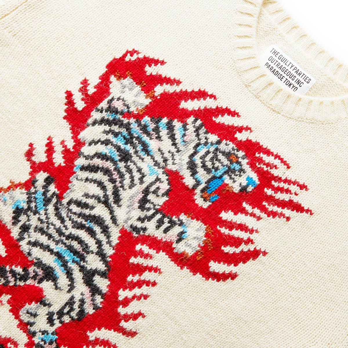 Tiger Intarsia Crewneck Sweater in Maize